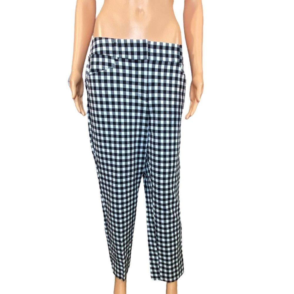 Loft The Riviera Dress Pant NWT Black White Checked Womens Size 10 Ankle Length